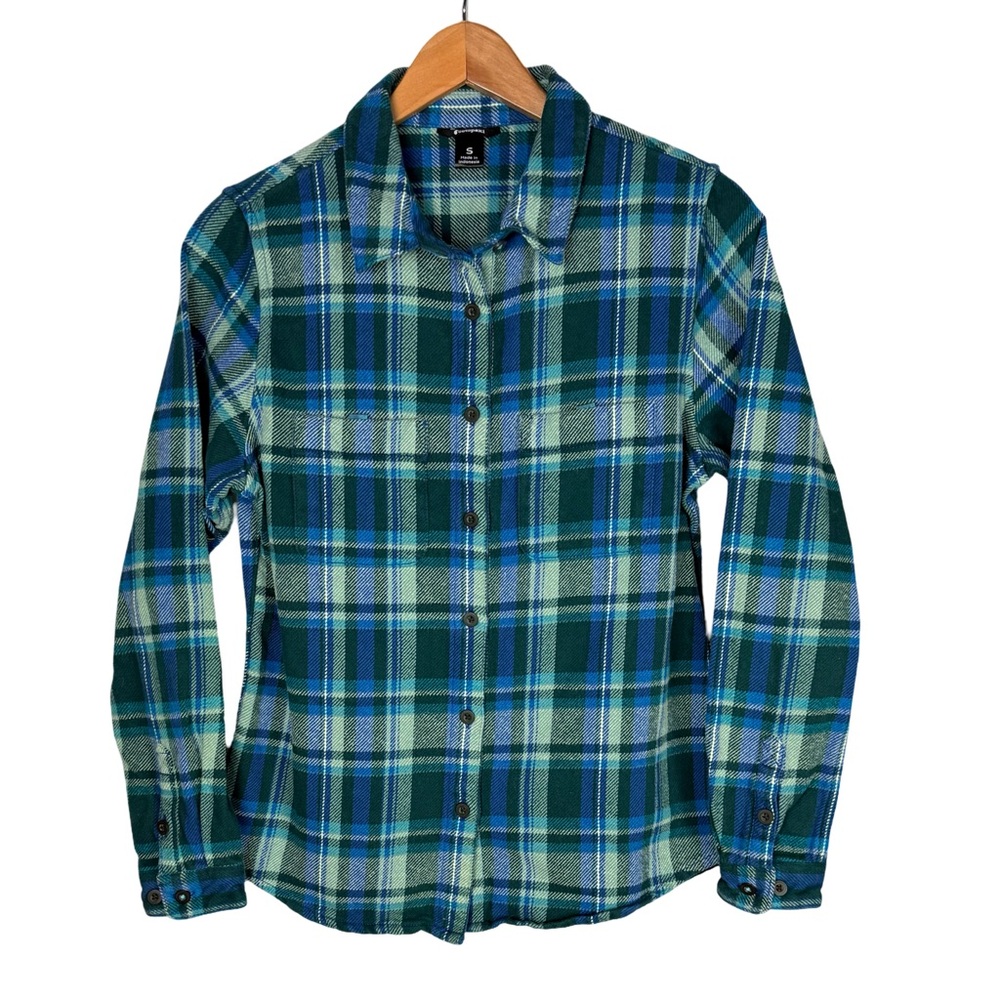 Cotopaxi Mero Flannel Shirt Womens Blue Plaid Organic Cotton Heavyweight - Picture 2 of 7